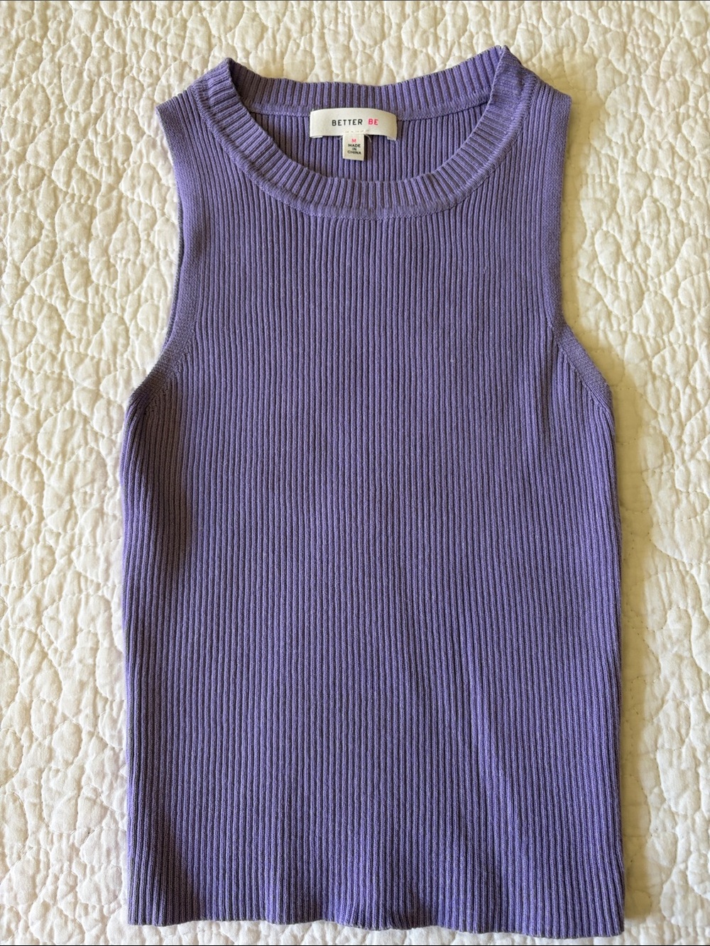Better Be Lavender Ribbed Sleeveless Knit Tank